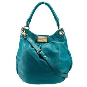 Marc Jacobs Tumbled Leather Top Handle Bag Turquoise Designer Azure